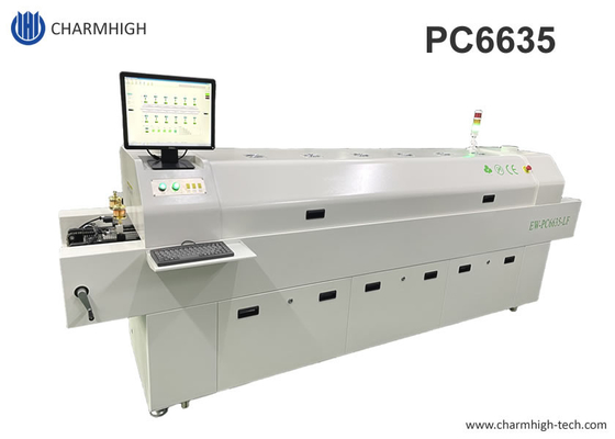 รถไฟฟ้าอัตโนมัติเต็ม 6 โซน Temp โฟนฟรี Lead Reflow 2200 * 350 มม PC การควบคุมเครื่องทําความร้อน