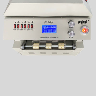 T961 เตาอบ Reflow แบบตั้งโต๊ะพร้อมสายพานลำเลียง 730 * 230 มม. 6 โซนอุณหภูมิ 3.5KW เครื่องบัดกรี