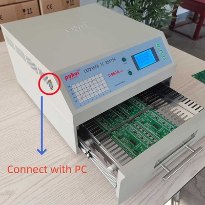 เตาอบ Reflow ขนาดเล็ก 300 * 320 มม. 1500w T962A พร้อมเครื่องทำความร้อน IC ไอเสียสถานีเชื่อมอินฟราเรด