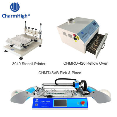 CHMT48VB Benchtop SMT Pick and Place Machine 58 เครื่องให้อาหาร 2 กล้องมองเห็น