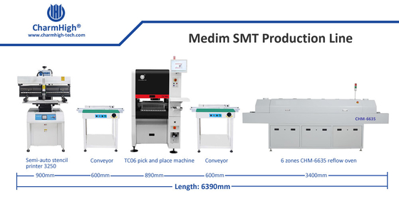 สายการผลิต SMT ขนาดกลาง 6 หัว TC06 การประกอบ PCB ครบวงจร